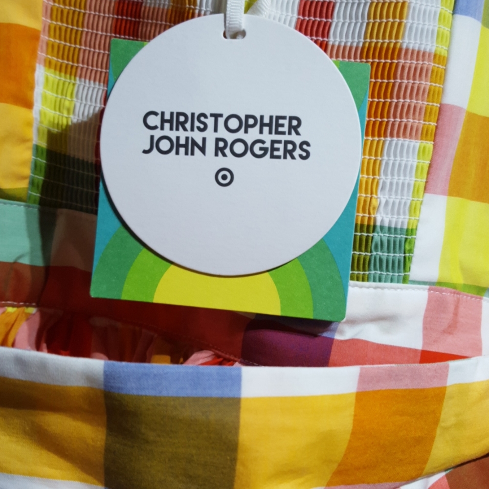 Christopher John Rogers Plaid Wide Strap Tie Waist - Picture 9 of 9